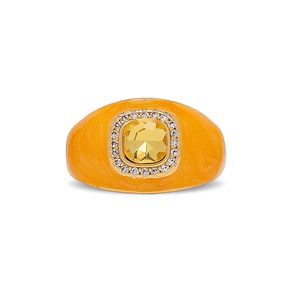 Neon Yellow Chunky Embellished Ring