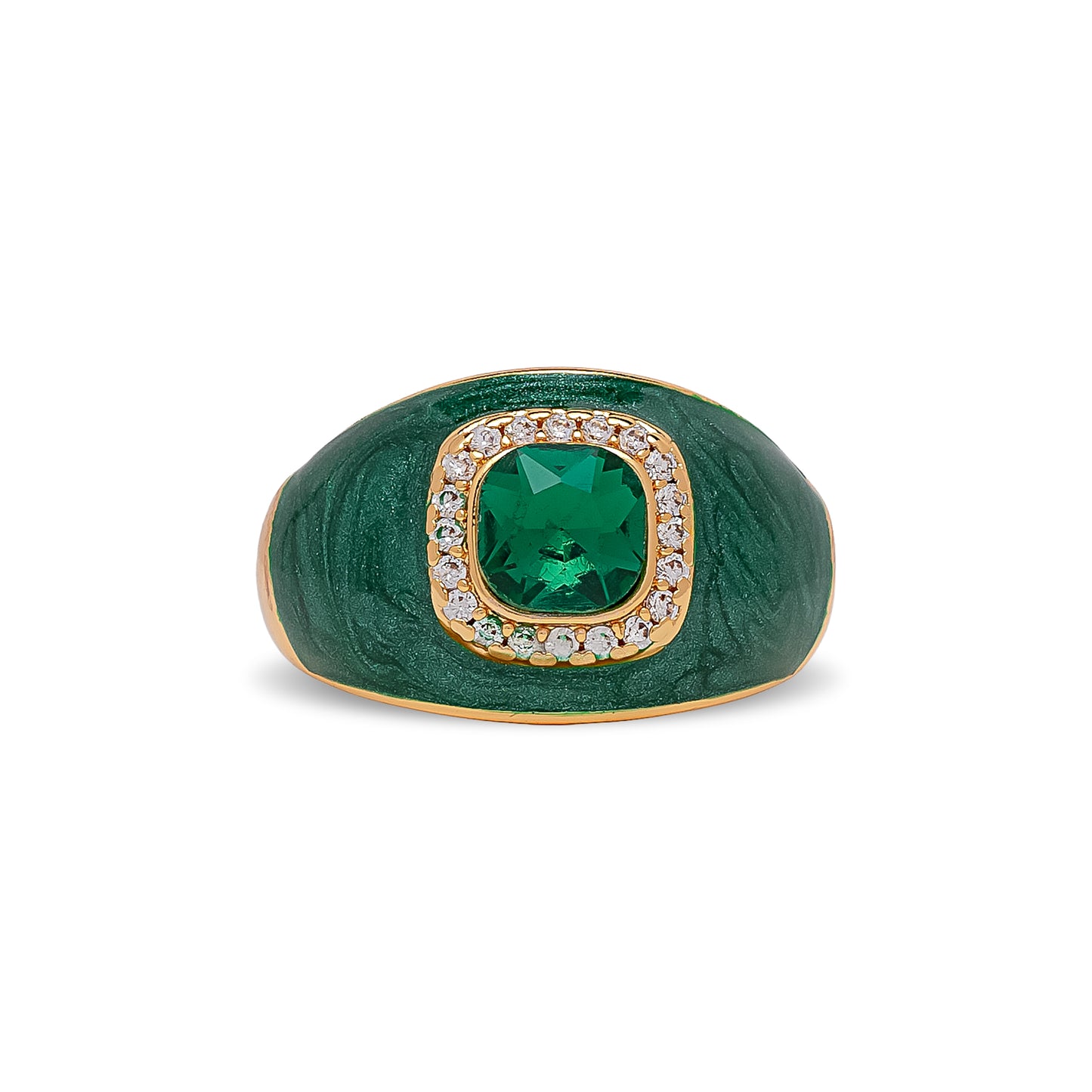Dark Green Chunky Embellished Ring