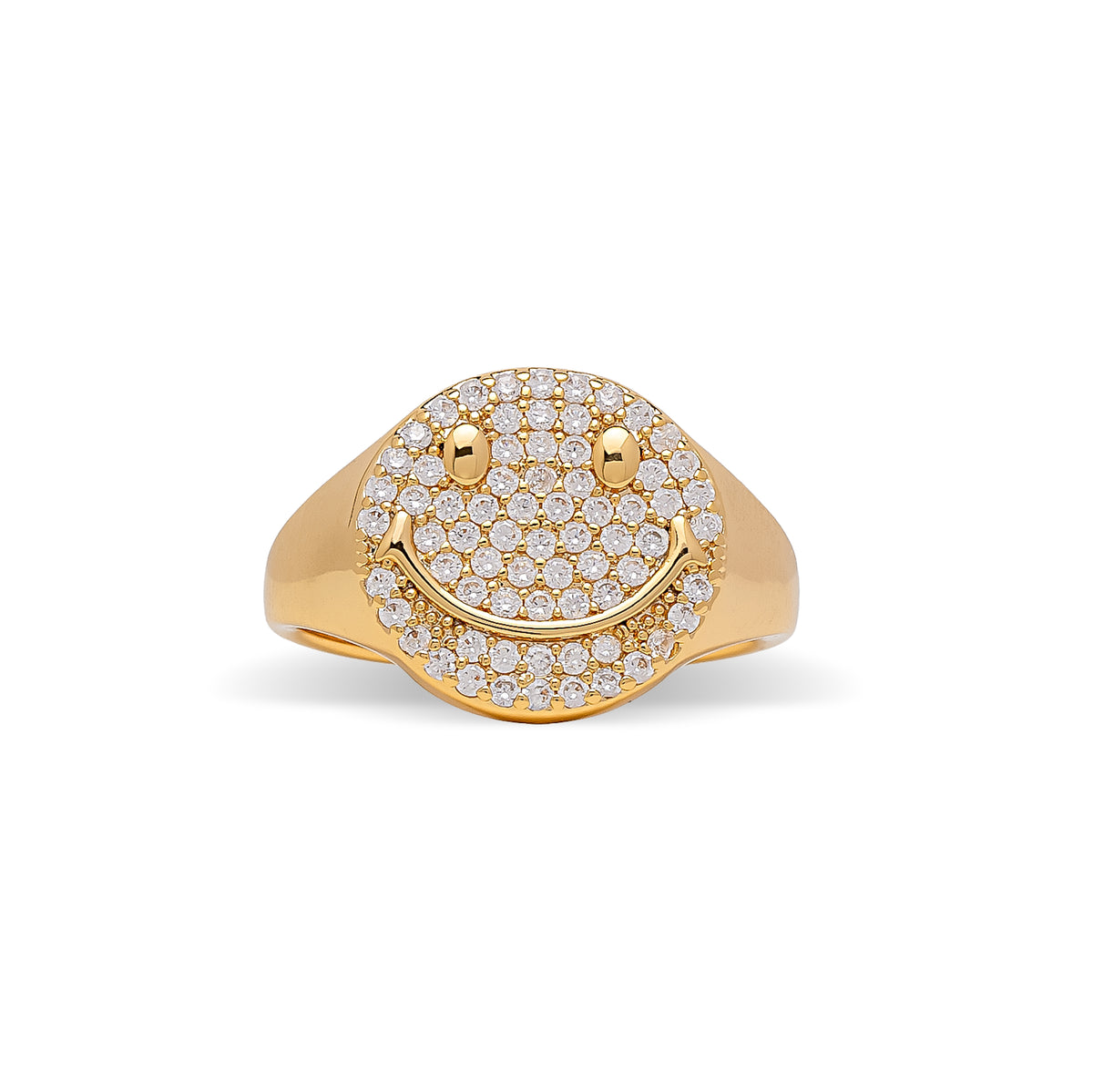 Clear Cubic Zirconia Smiley Face Ring