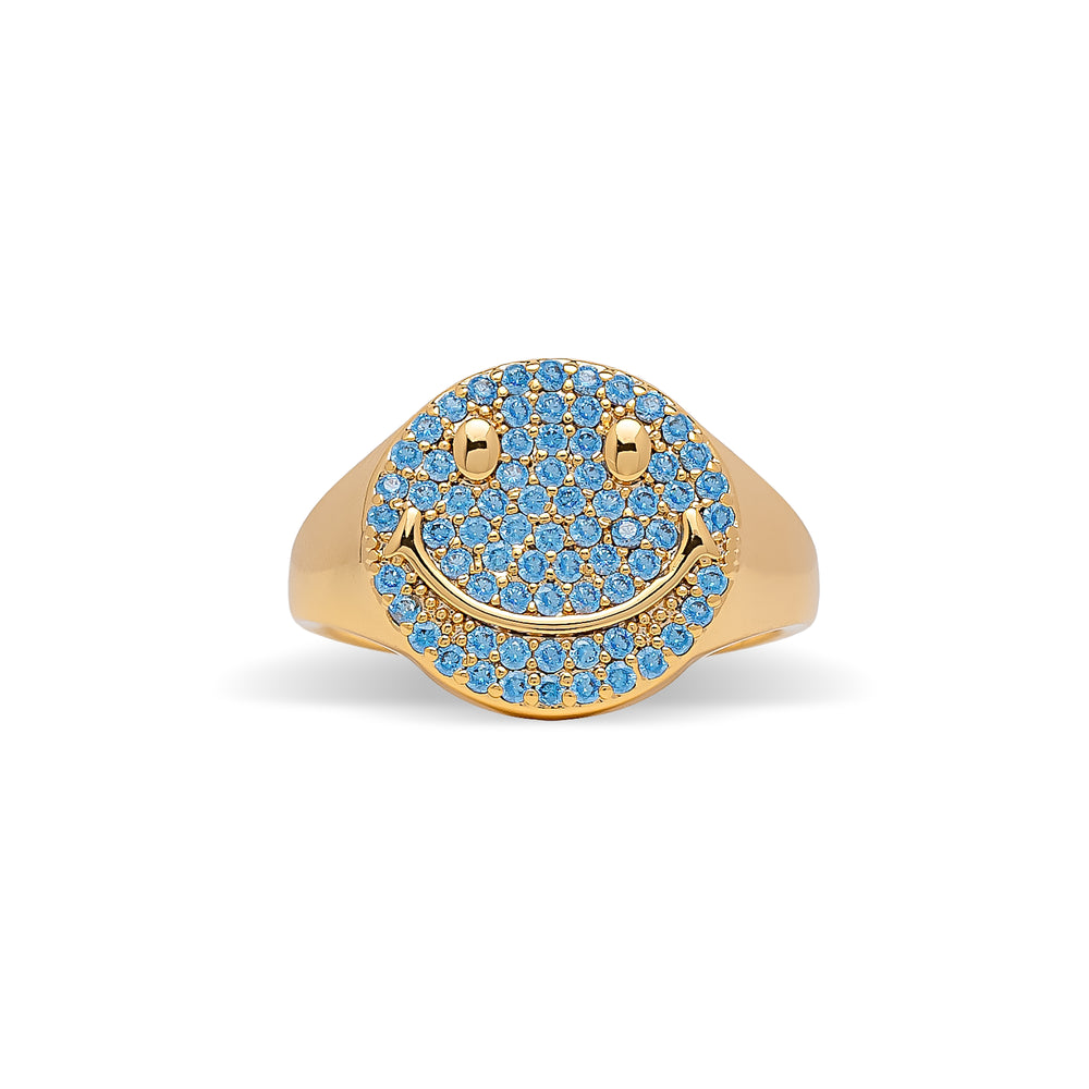 Baby Blue Cubic Zirconia Smiley Face Ring