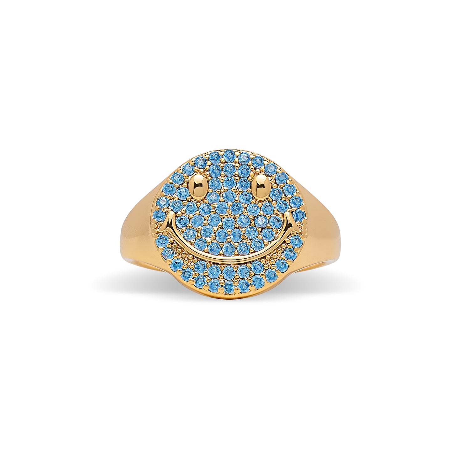 Baby Blue Cubic Zirconia Smiley Face Ring