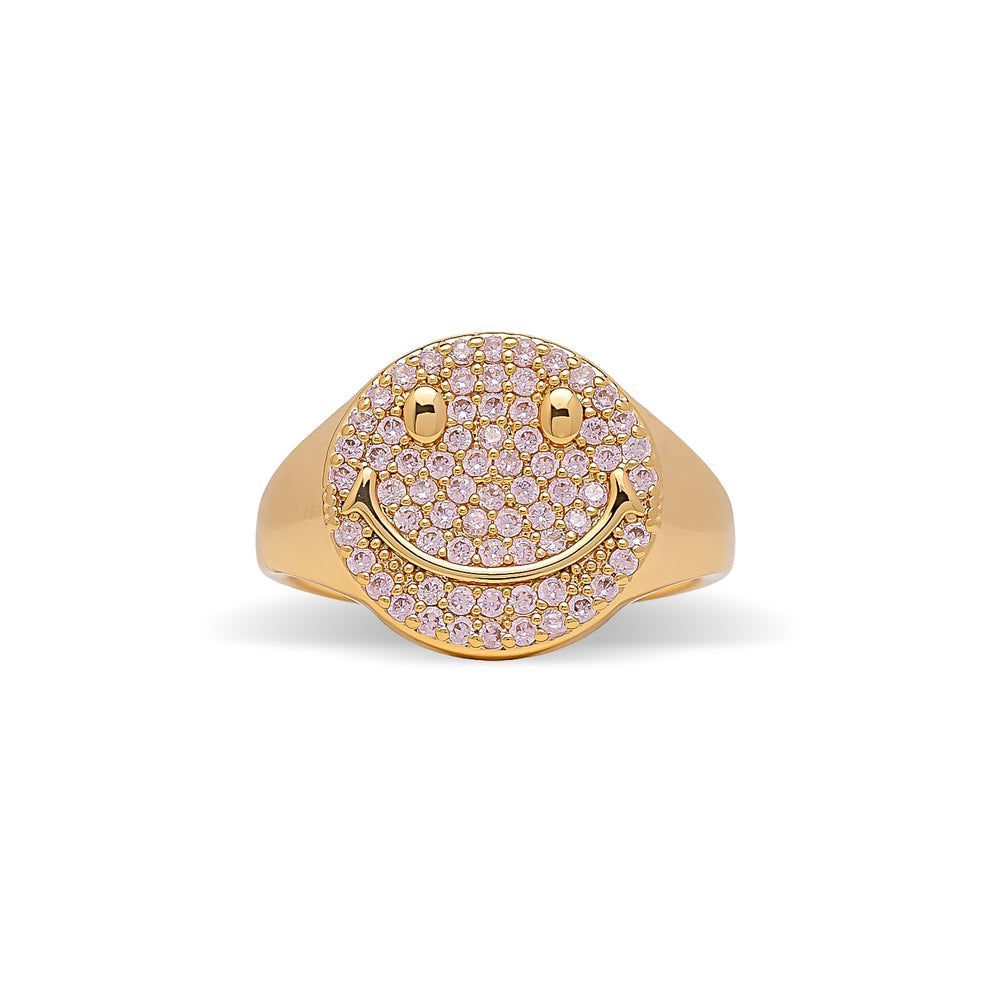Baby Pink Zirconia Smiley Face Ring
