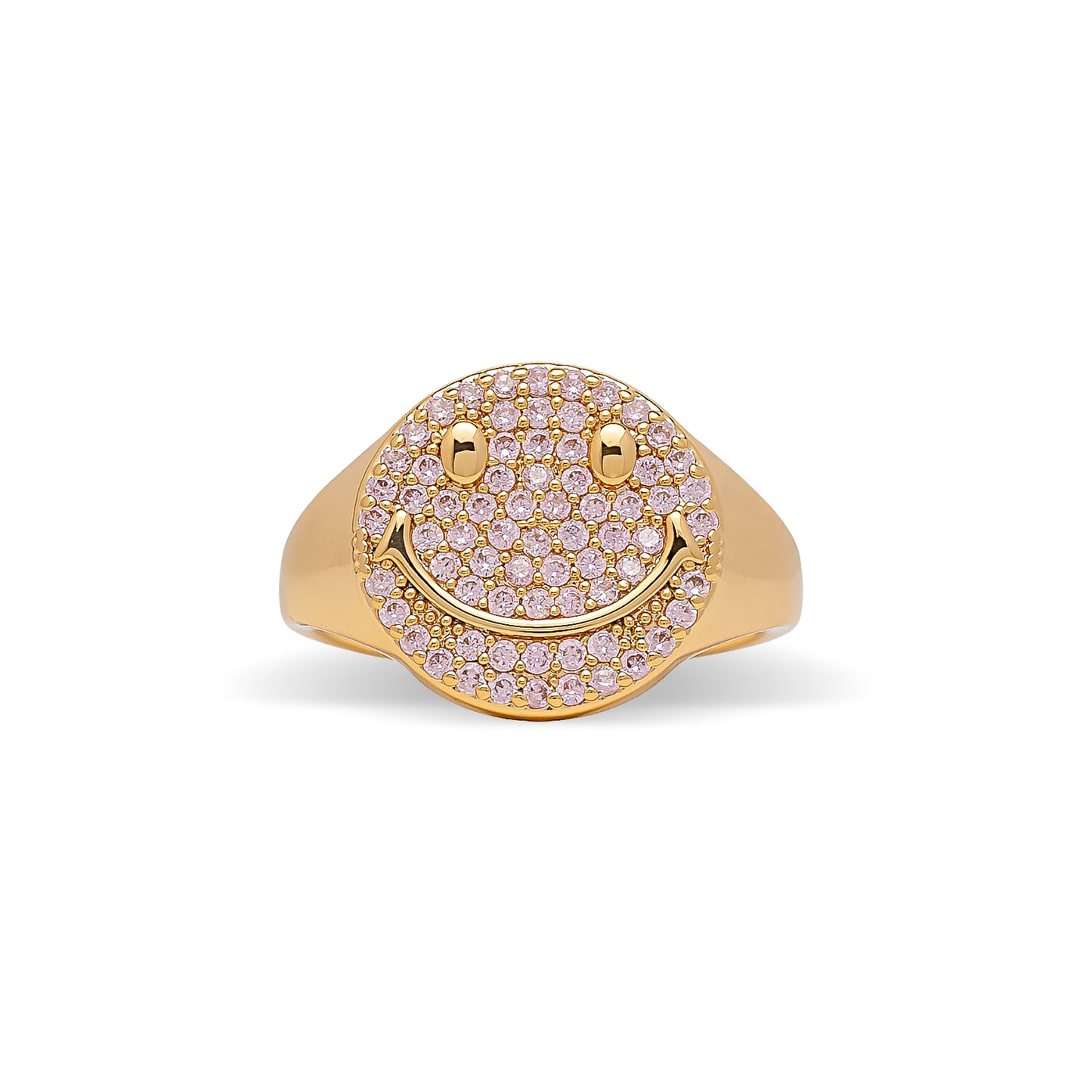Baby Pink Zirconia Smiley Face Ring