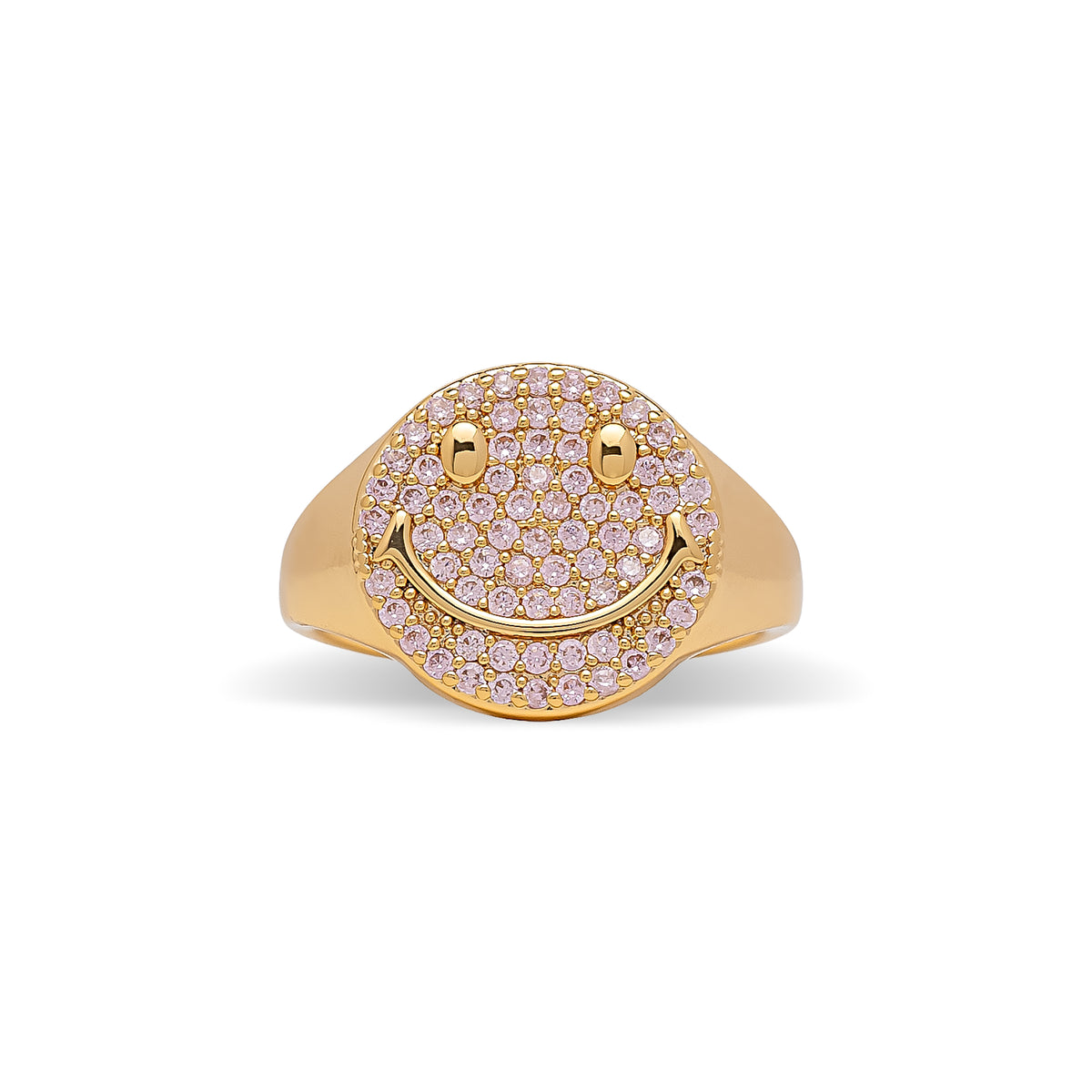 Pink Zirconia Smiley Face Ring