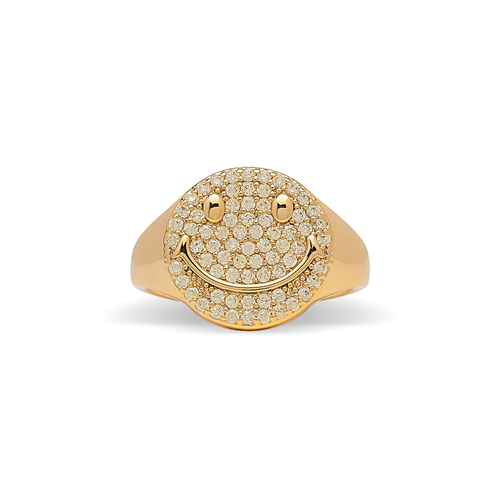 Almost-Yellow Cubic Zirconia Smiley Face Ring