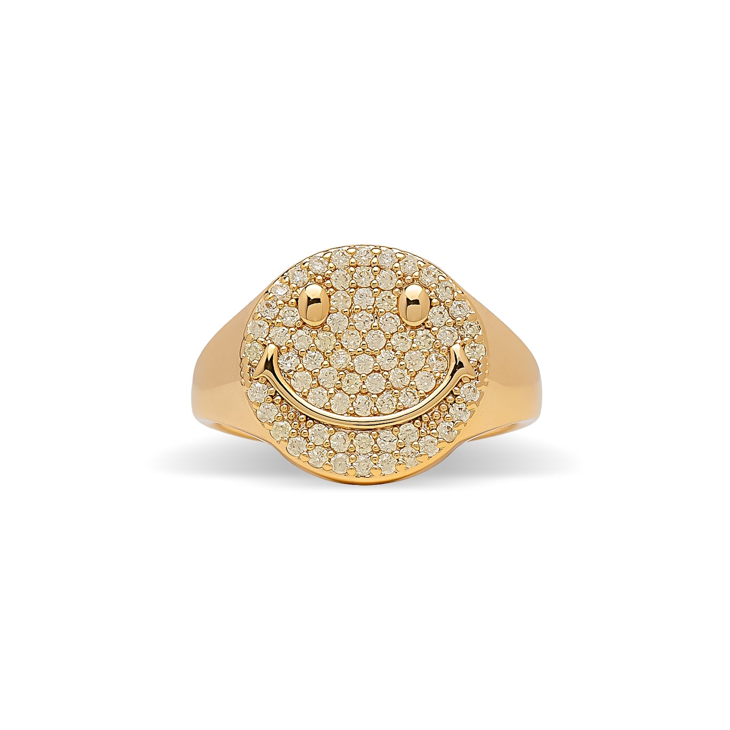 Almost-Yellow Cubic Zirconia Smiley Face Ring