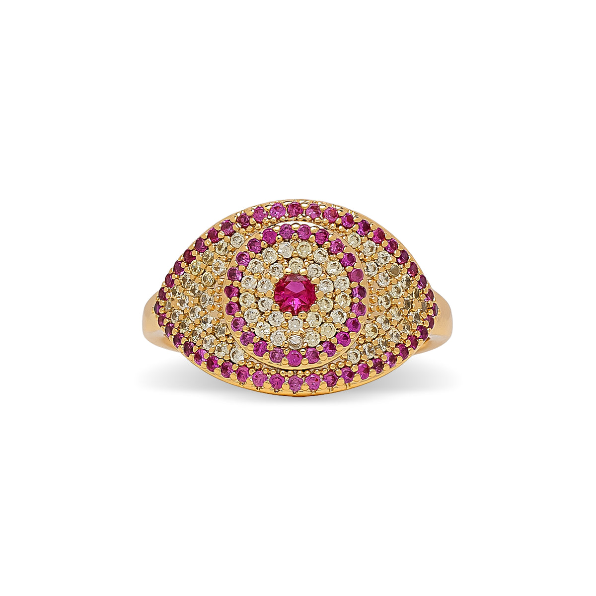 Fuschia Evil Eye Cubic Zirconia Ring