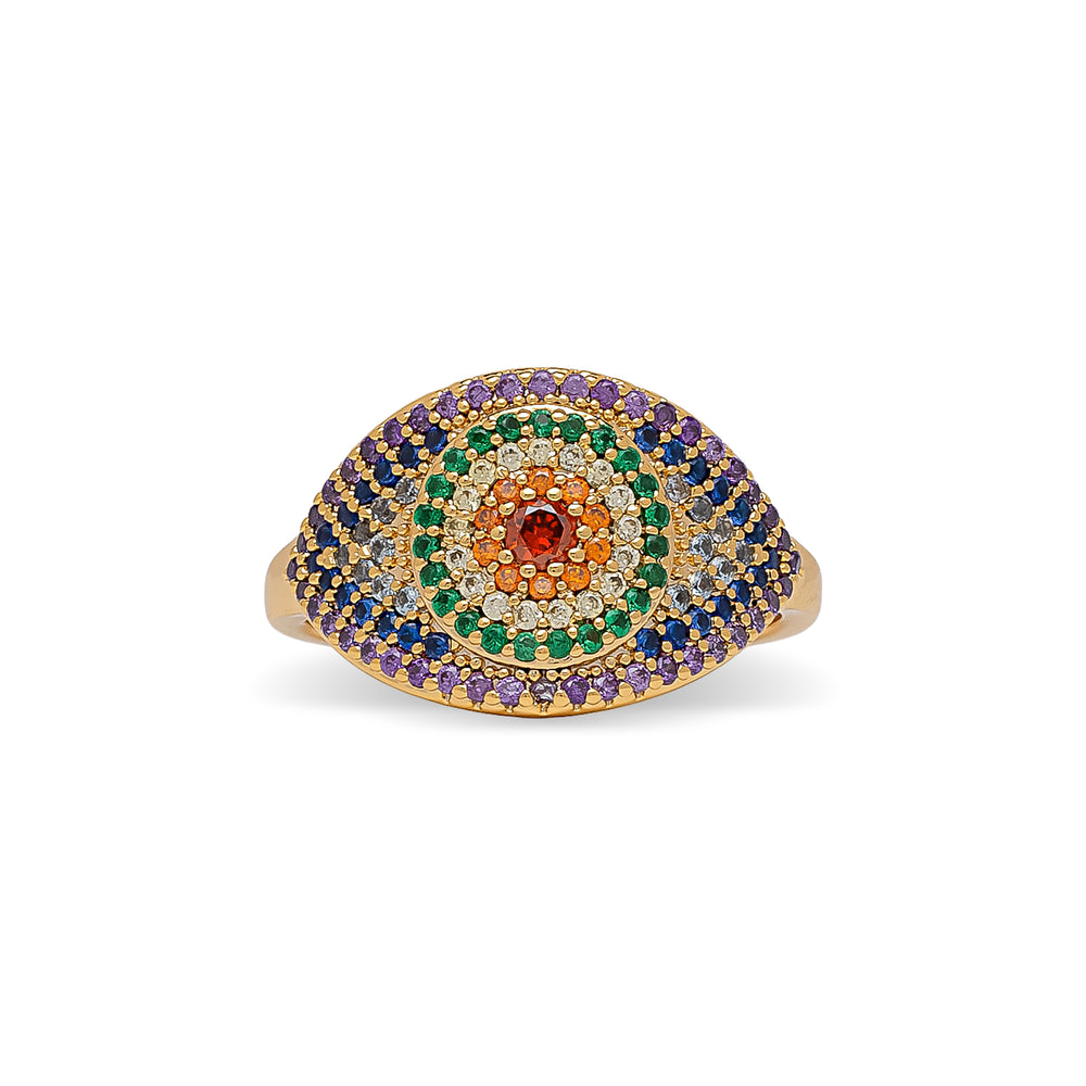 Rainbow Evil Eye Cubic Zirconia Ring