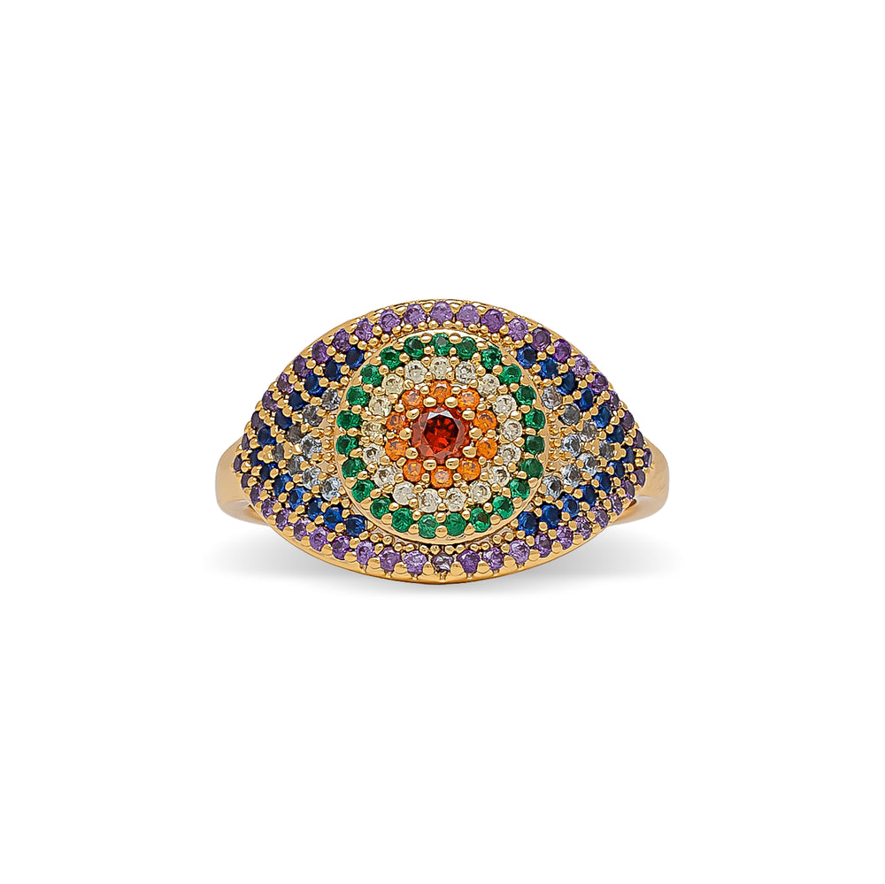 Rainbow Evil Eye Cubic Zirconia Ring