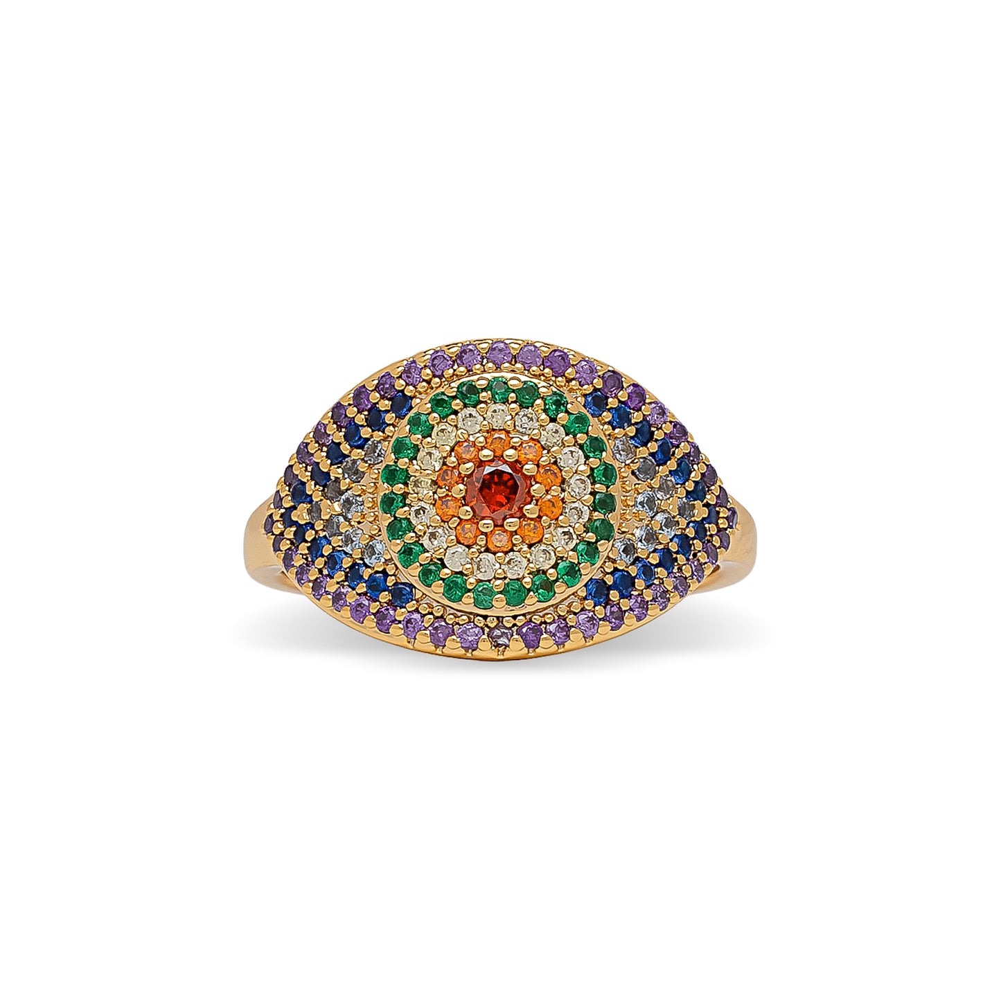 Rainbow Evil Eye Cubic Zirconia Ring