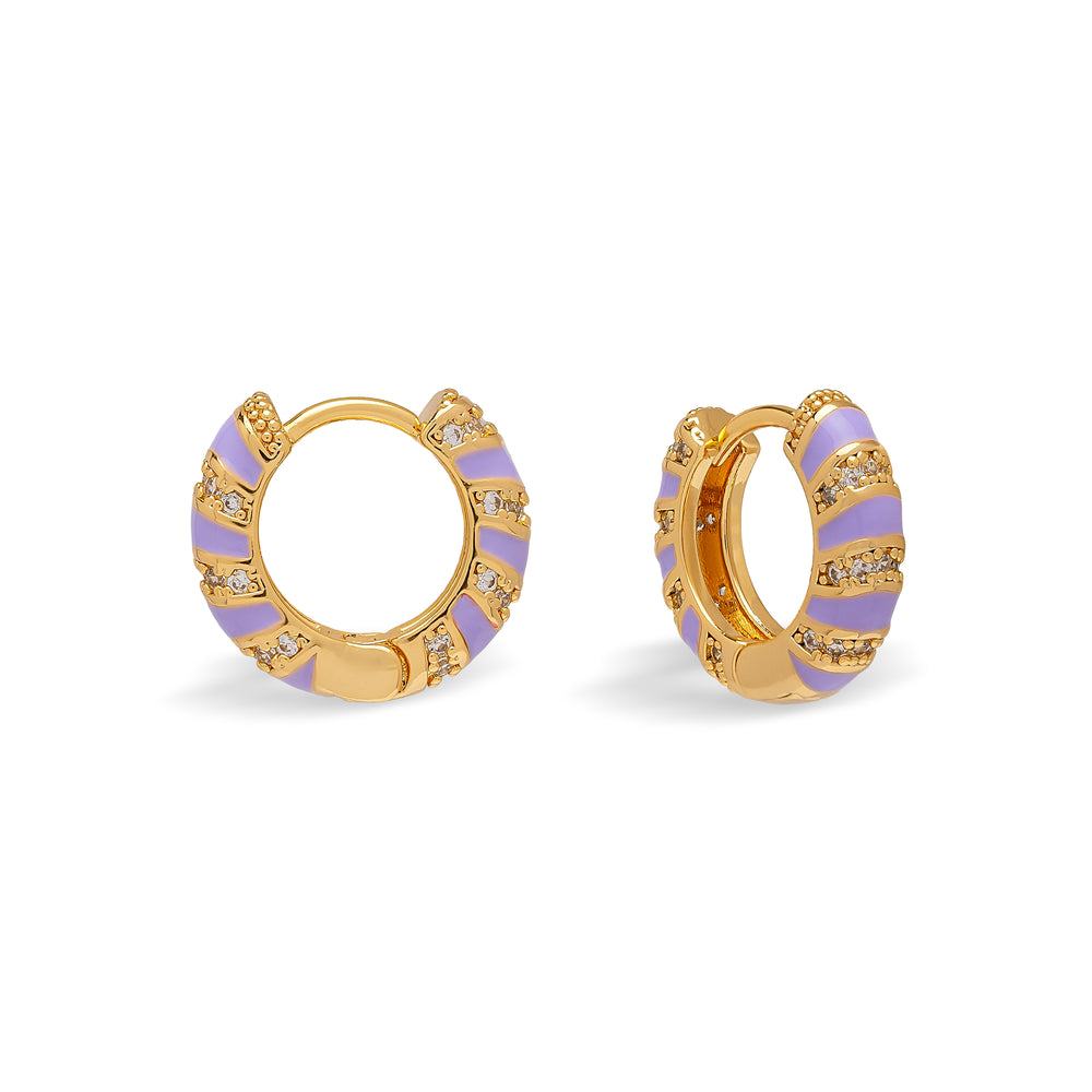 Lilac Twisted Cubic Zirconia Huggie Hoop Earrings