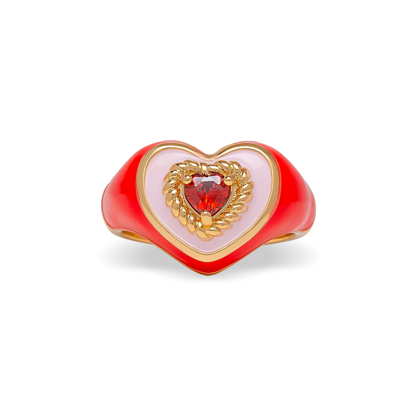 Red Love Heart Enamel Ring