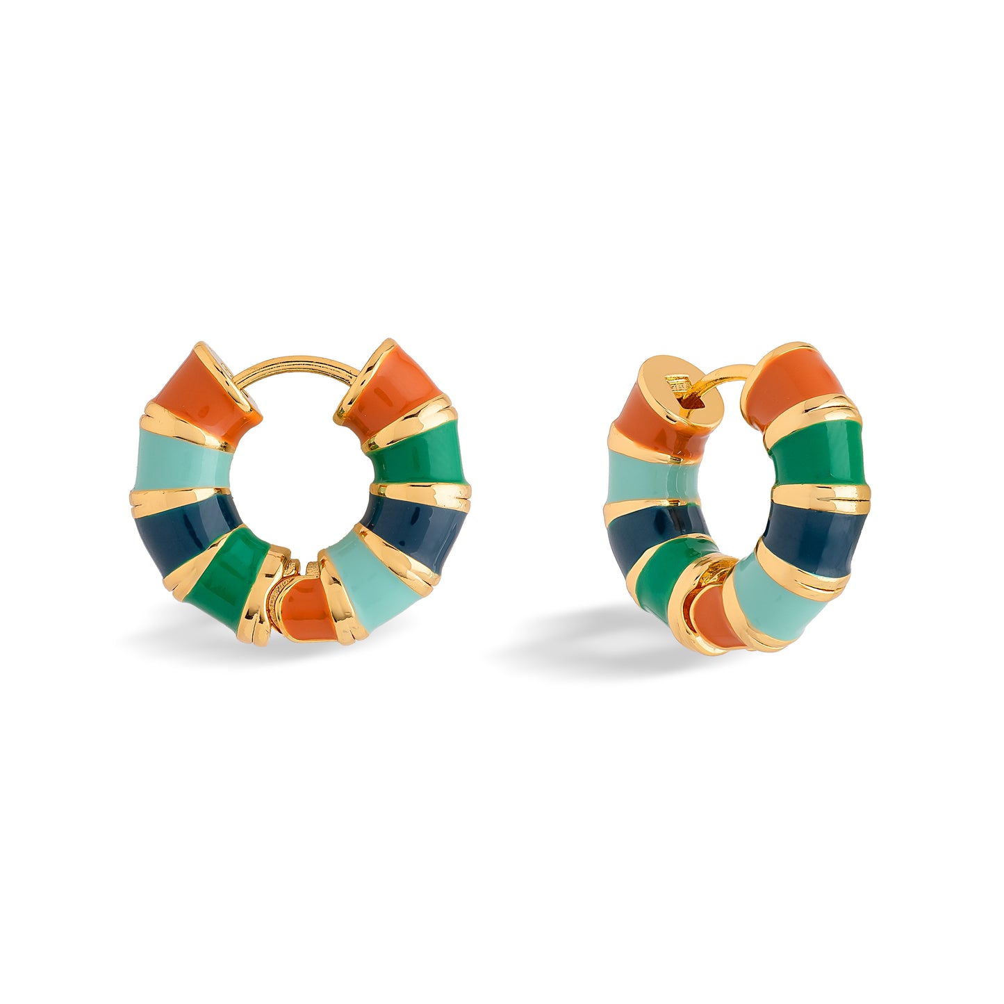 Earthy-Toned Enamel Hoop Earrings